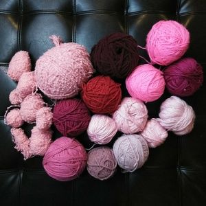 Red & Pink Mixed Yarn Lot Bundle